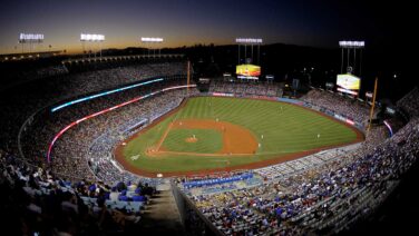 June 27, 2017; Los Angeles, CA, USA;  General view of game action during the fifth inning between the Los Angeles Angels and Los Angeles Dodgers at Dodger Stadium. Mandatory Credit: Gary A. Vasquez-USA TODAY Sports
