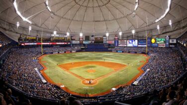Jun 17, 2016; St. Petersburg, FL, USA; A general view of Tropicana Field where the Tampa Bay Rays play the San Francisco Giants. Mandatory Credit: Kim Klement-USA TODAY Sports
